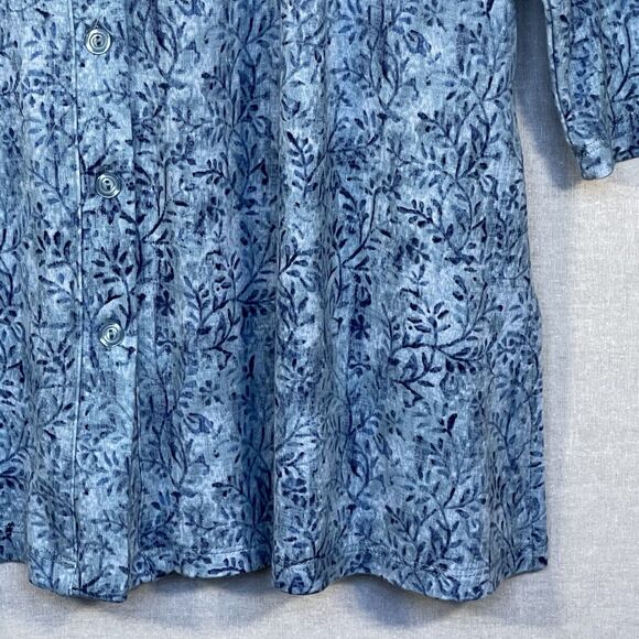 Isaac Mizrahi Live! Allover Floral Print Button Front Top Women PL Blue aA06 - Picture 5 of 15